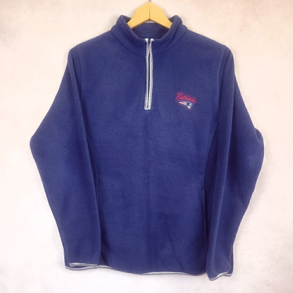 Vintage Y2K Blue Fleece NFL New England Patriots 1/4 Zip Sweatshirt Size L